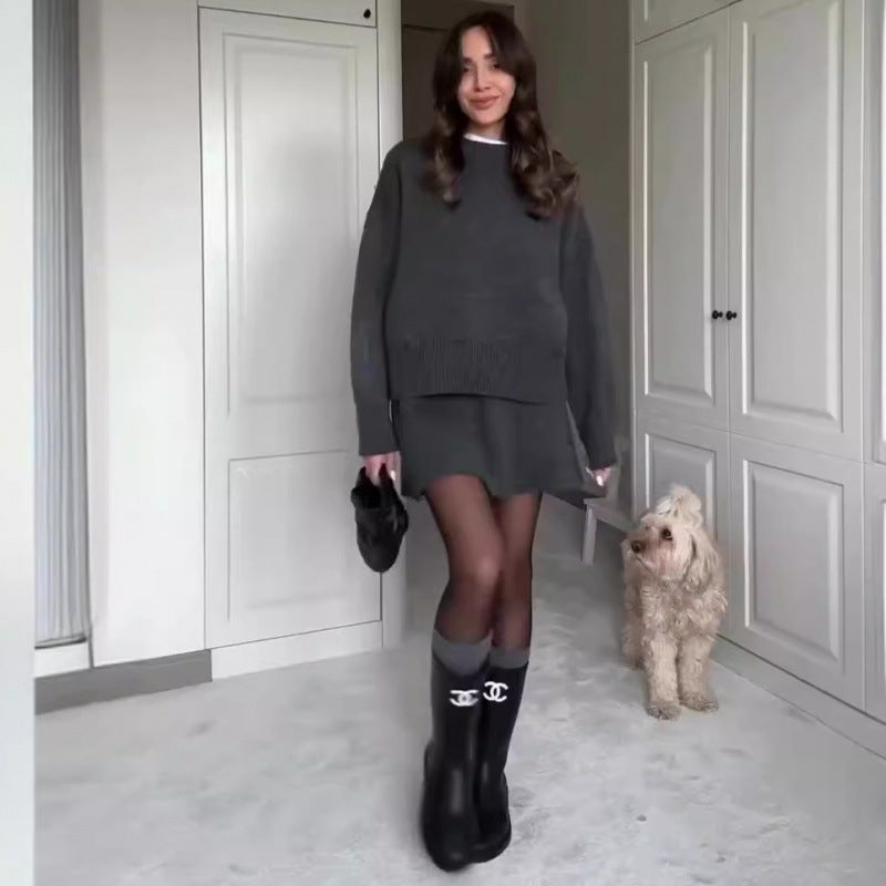 Luxury Knitted Top & Skirt Set