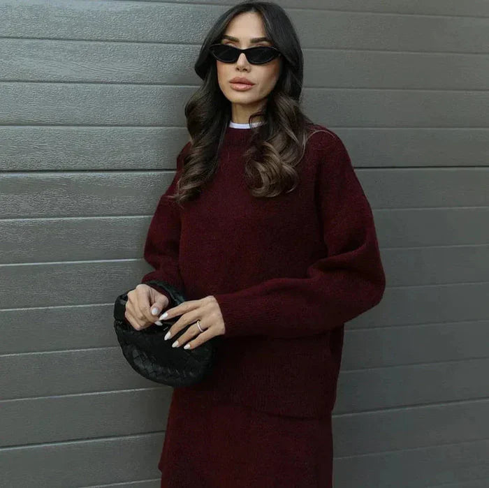 Luxury Knitted Top & Skirt Set