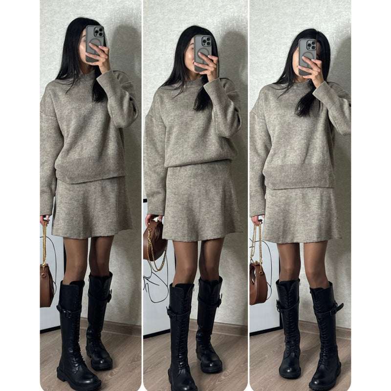 Luxury Knitted Top & Skirt Set