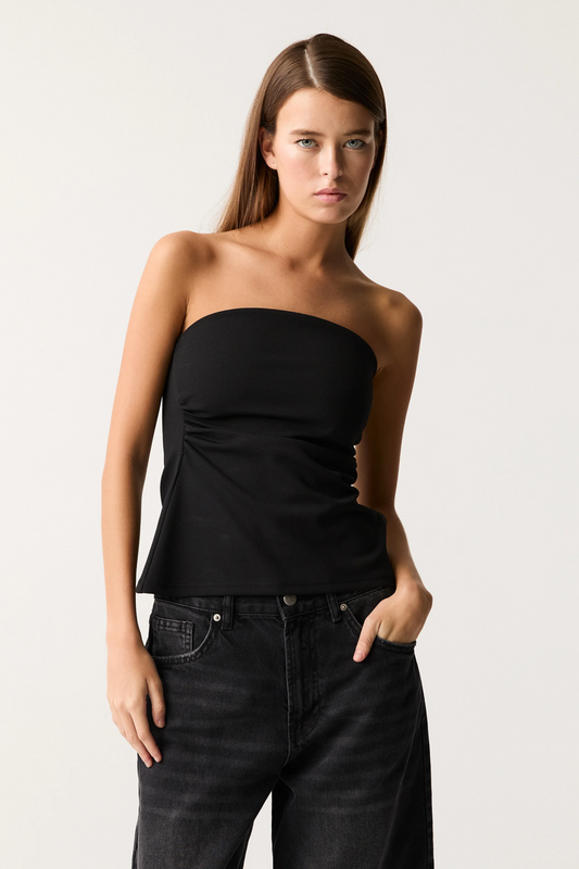 Knitted Slit Detail Tube Top