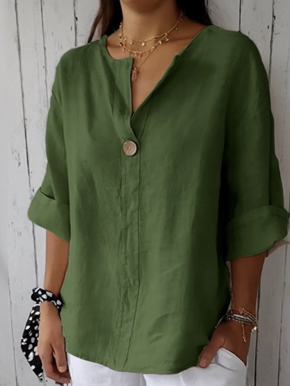 Nora™ – Minimal Linen Button Blouse