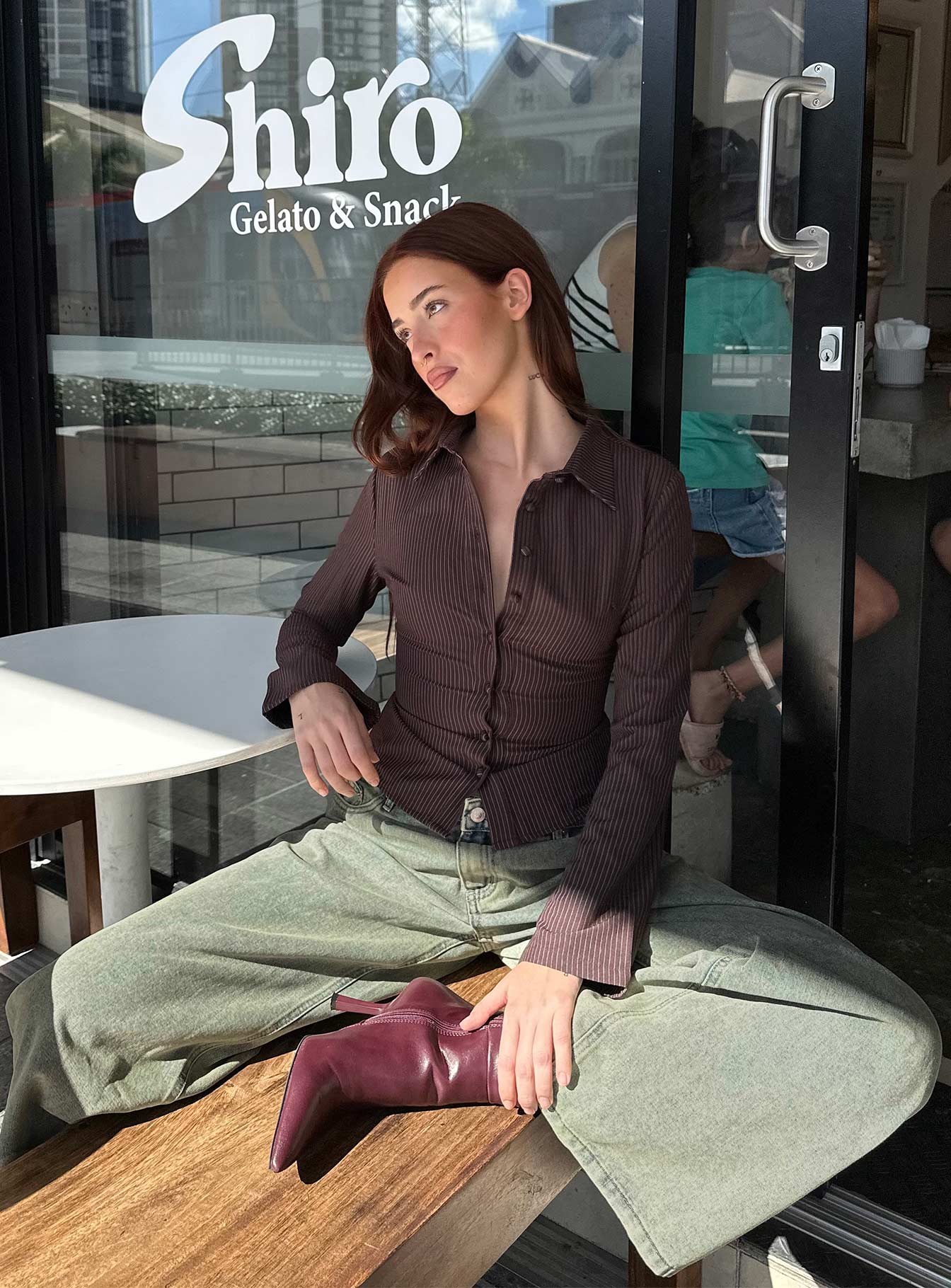 Anni pinstripe shirt brown