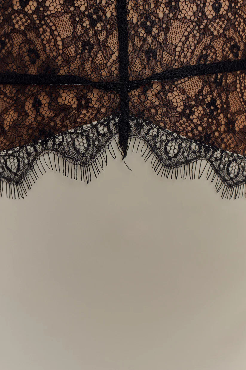 Elara Satin Lace Maxi Dress