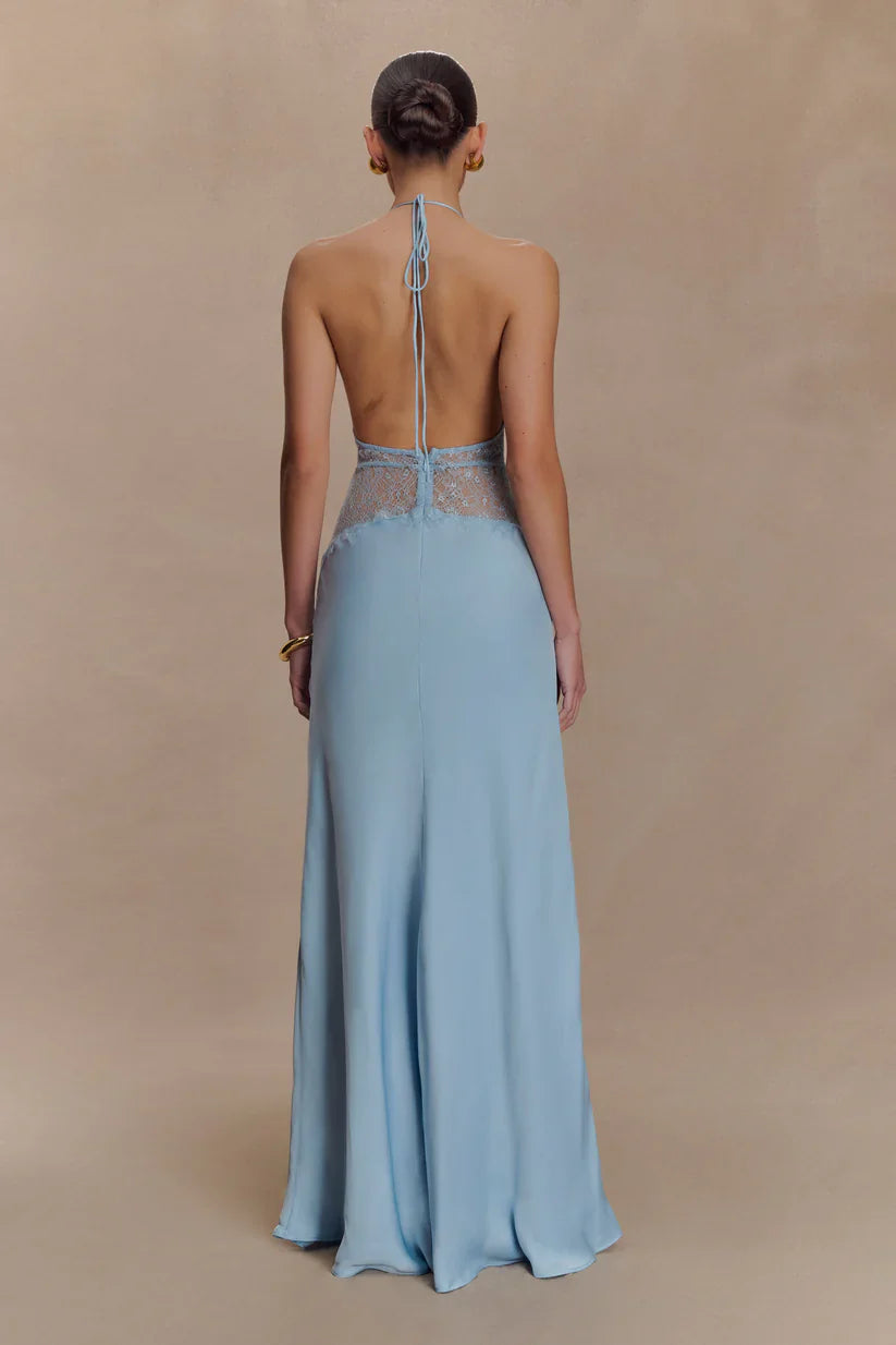 Elara Satin Lace Maxi Dress