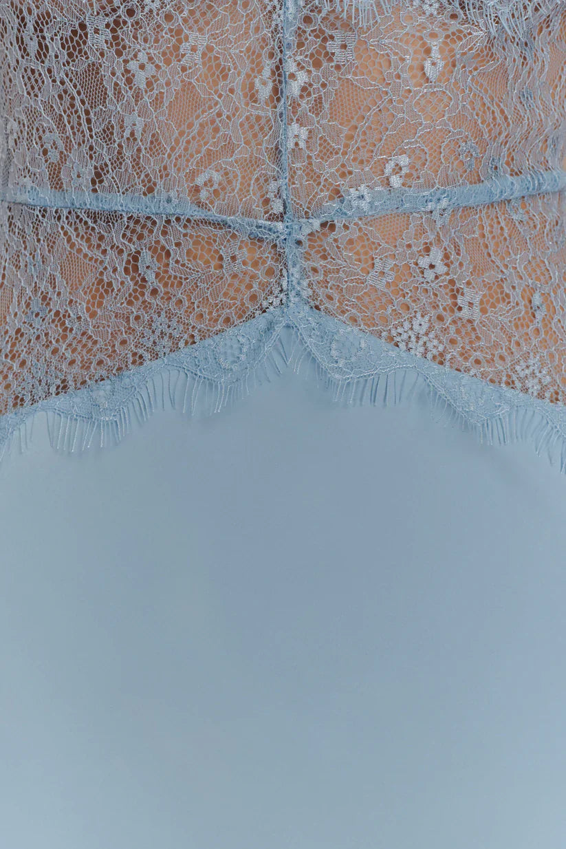 Elara Satin Lace Maxi Dress