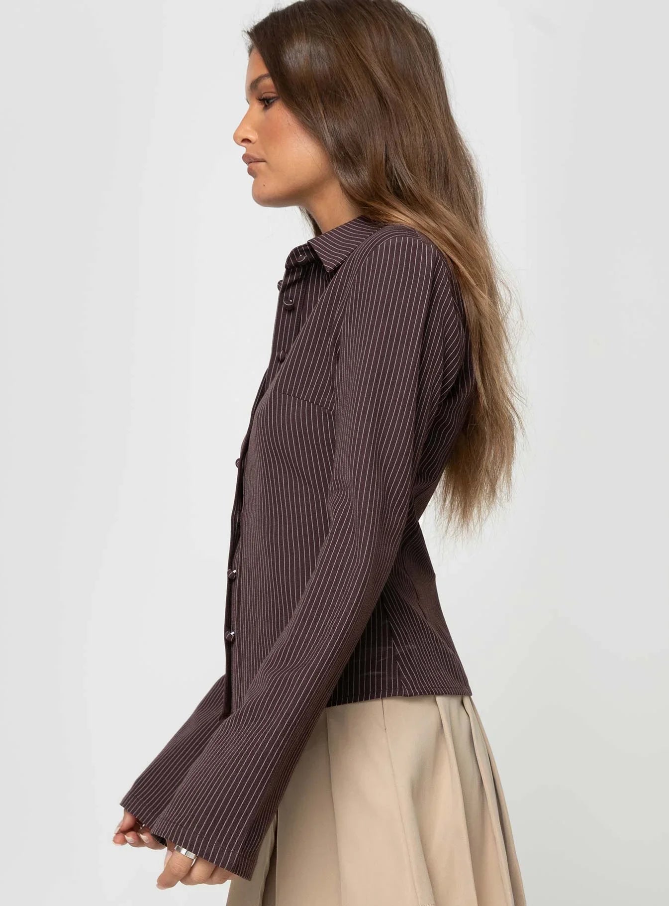 Anni pinstripe shirt brown