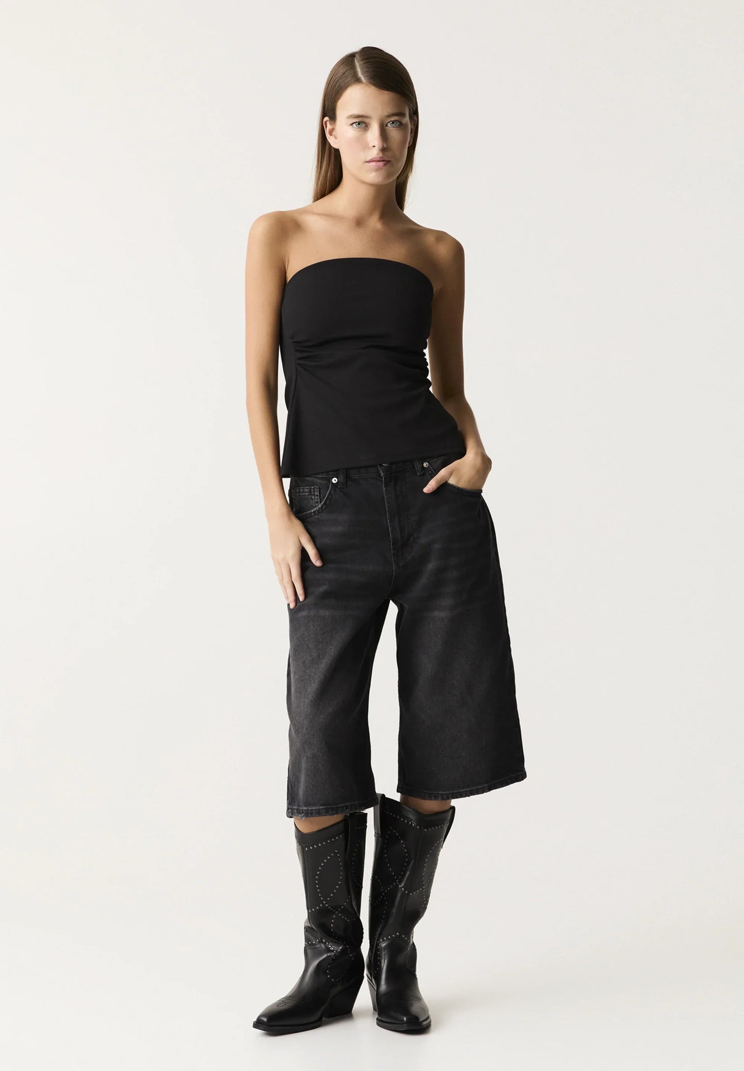 Knitted Slit Detail Tube Top