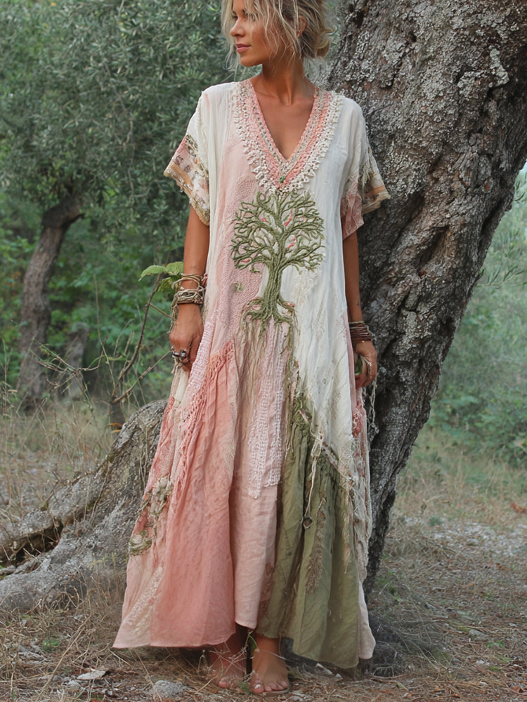 Elowen – Maxi Dress with Embroidered Tree