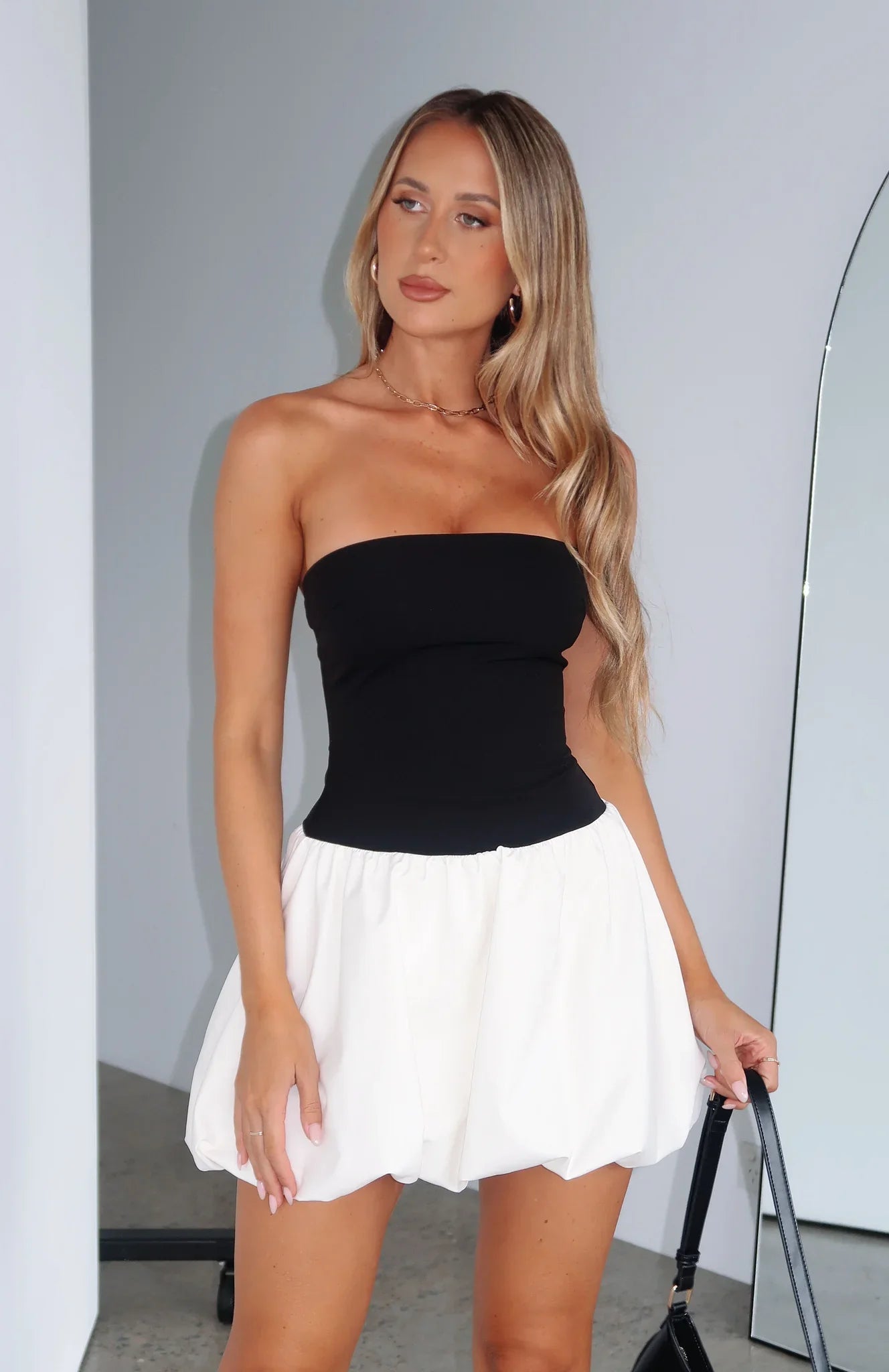 White Dust Mini Dress Black/White