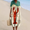 Marilee™ | Coastal Lobster Print Summer Dress