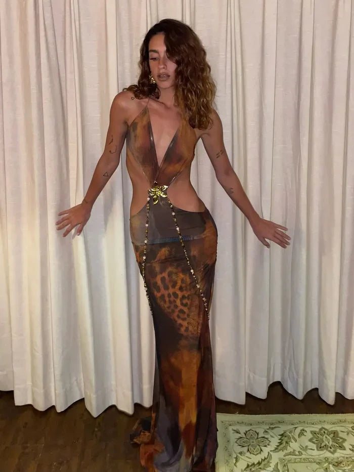Zara Maxi Dress - Golden Leopard