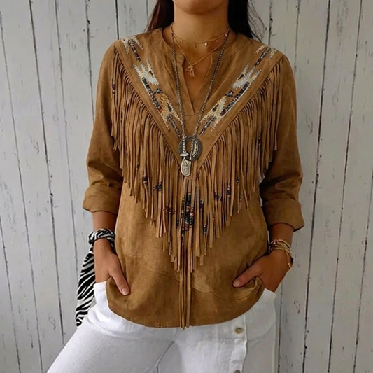 Winona ™ - Vintage Blouse With Ethnic Printed Design For A Classic Look