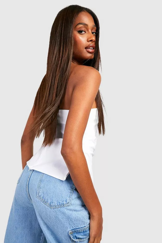 Knitted Slit Detail Tube Top